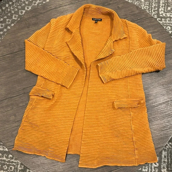 Eileen Fisher Sweaters - EILEEN FISHER Marigold Yellow Ribbed Blazer/Cardigan Sweater Size Small